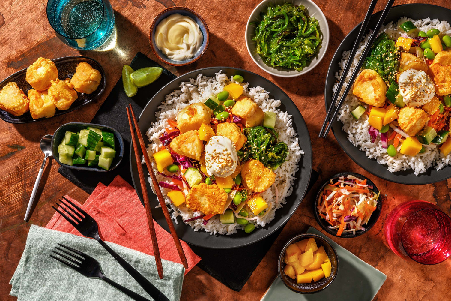 Luxe bowl met kabeljauw-tempura en mango