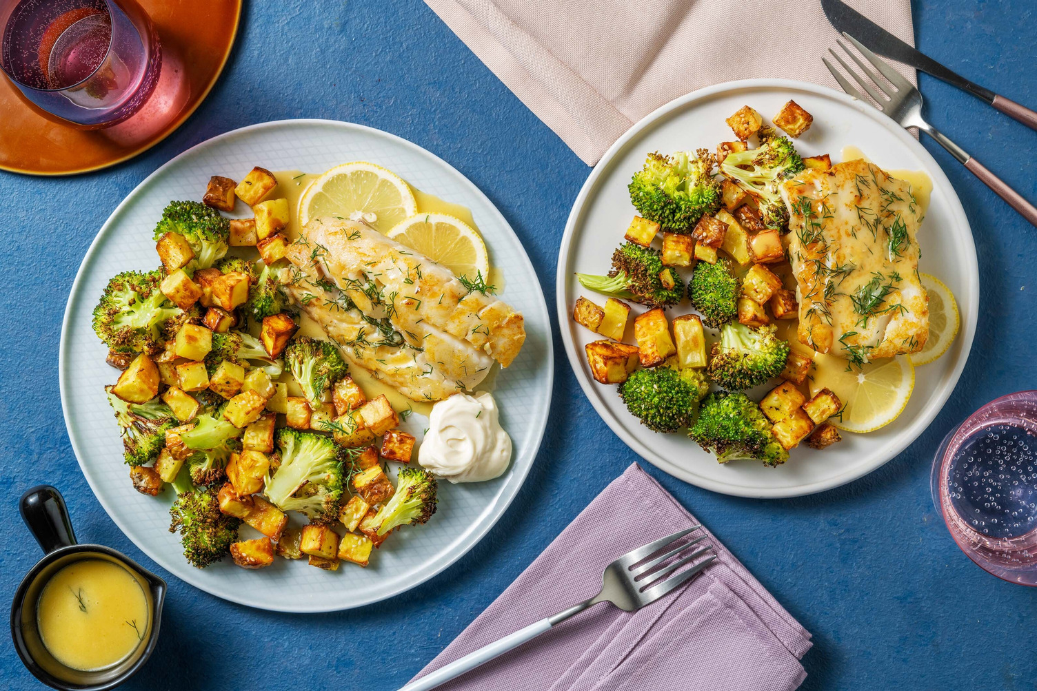 Citrusstekt torsk med extra räkor