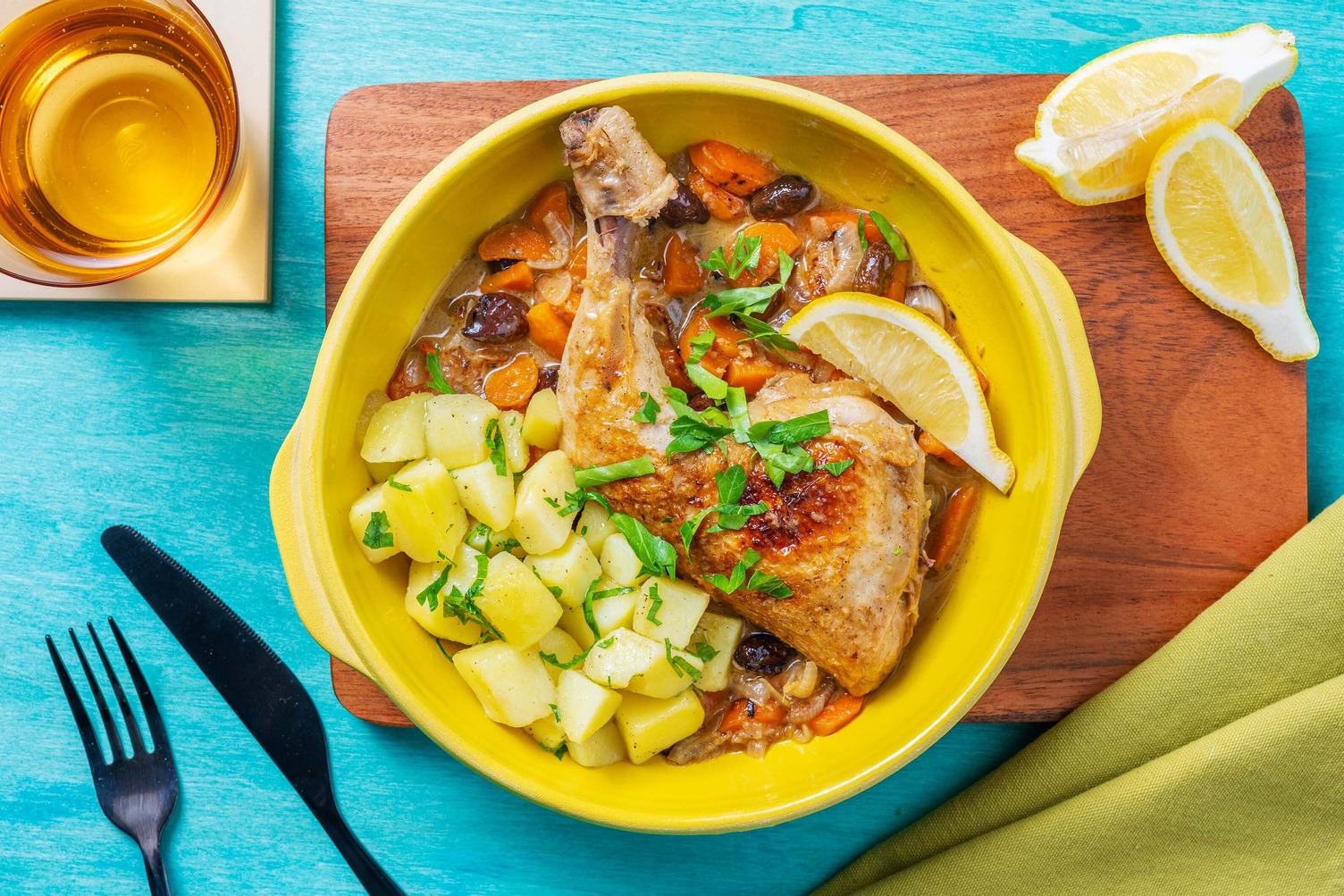 Tajine marocain poulet, olives & oignons