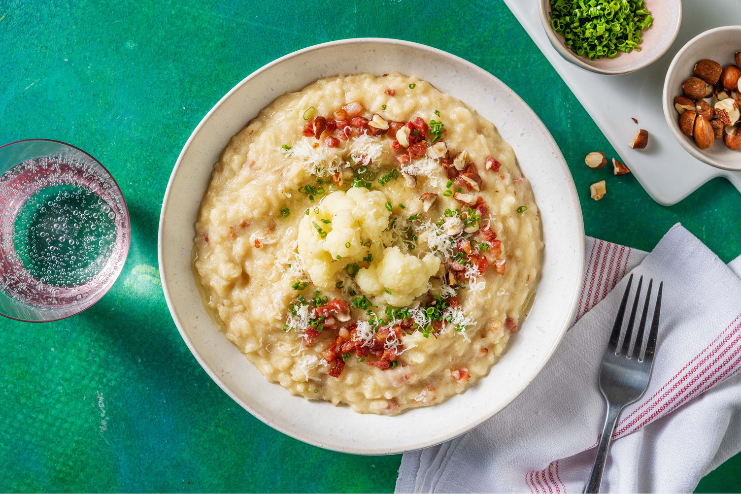 Risotto saporito al cavolfiore e pancetta