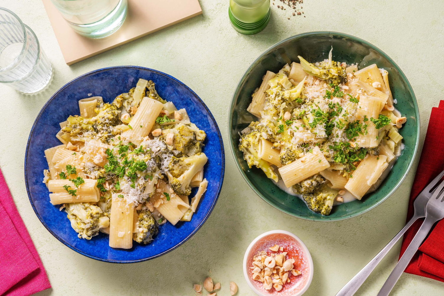 Rigatoni aux trois fromages et brocoli