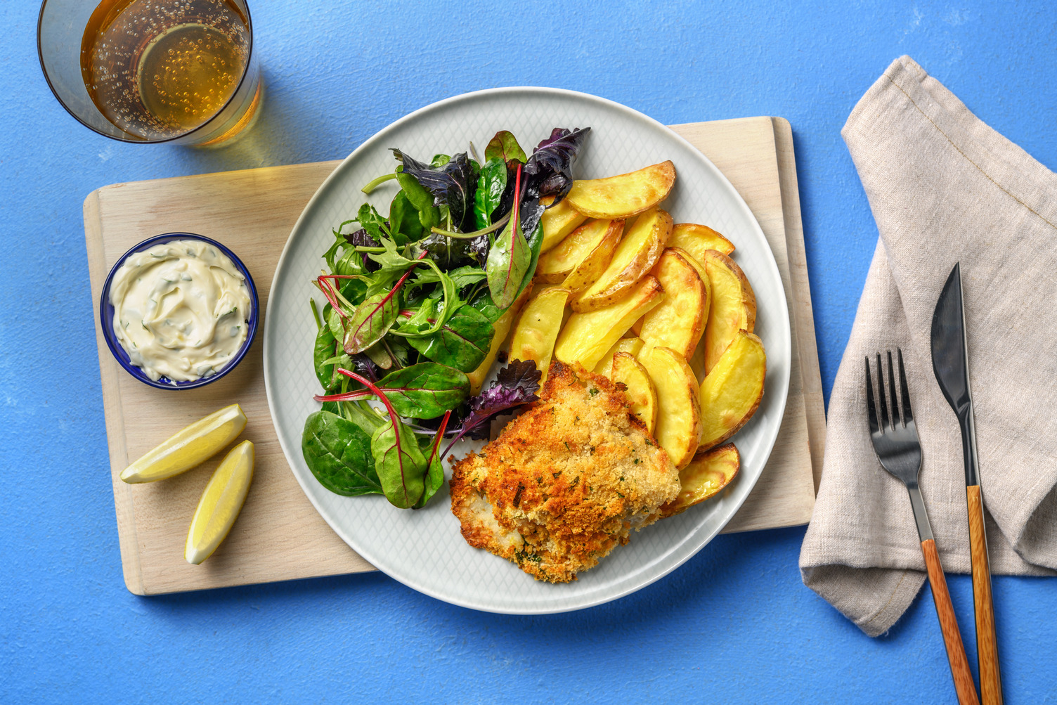 Breaded Seabass and Chips
