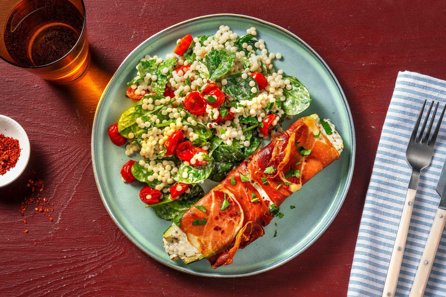 Prosciuttosvøbt zucchini