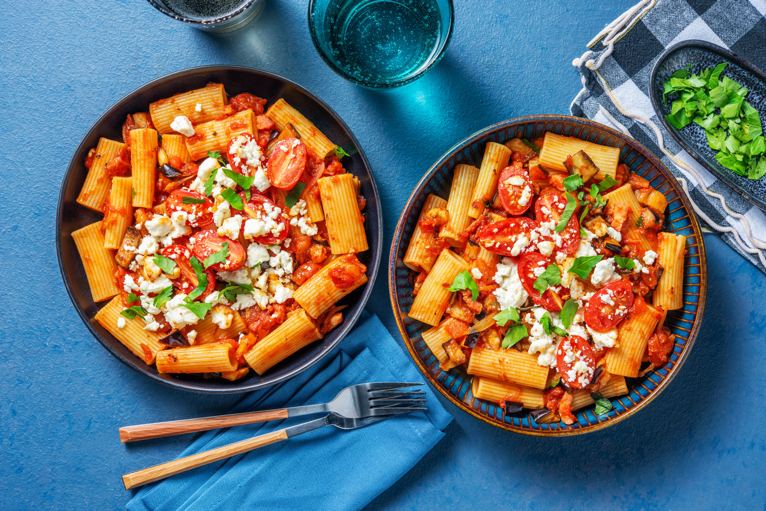 Bacon and Aubergine Rigatoni