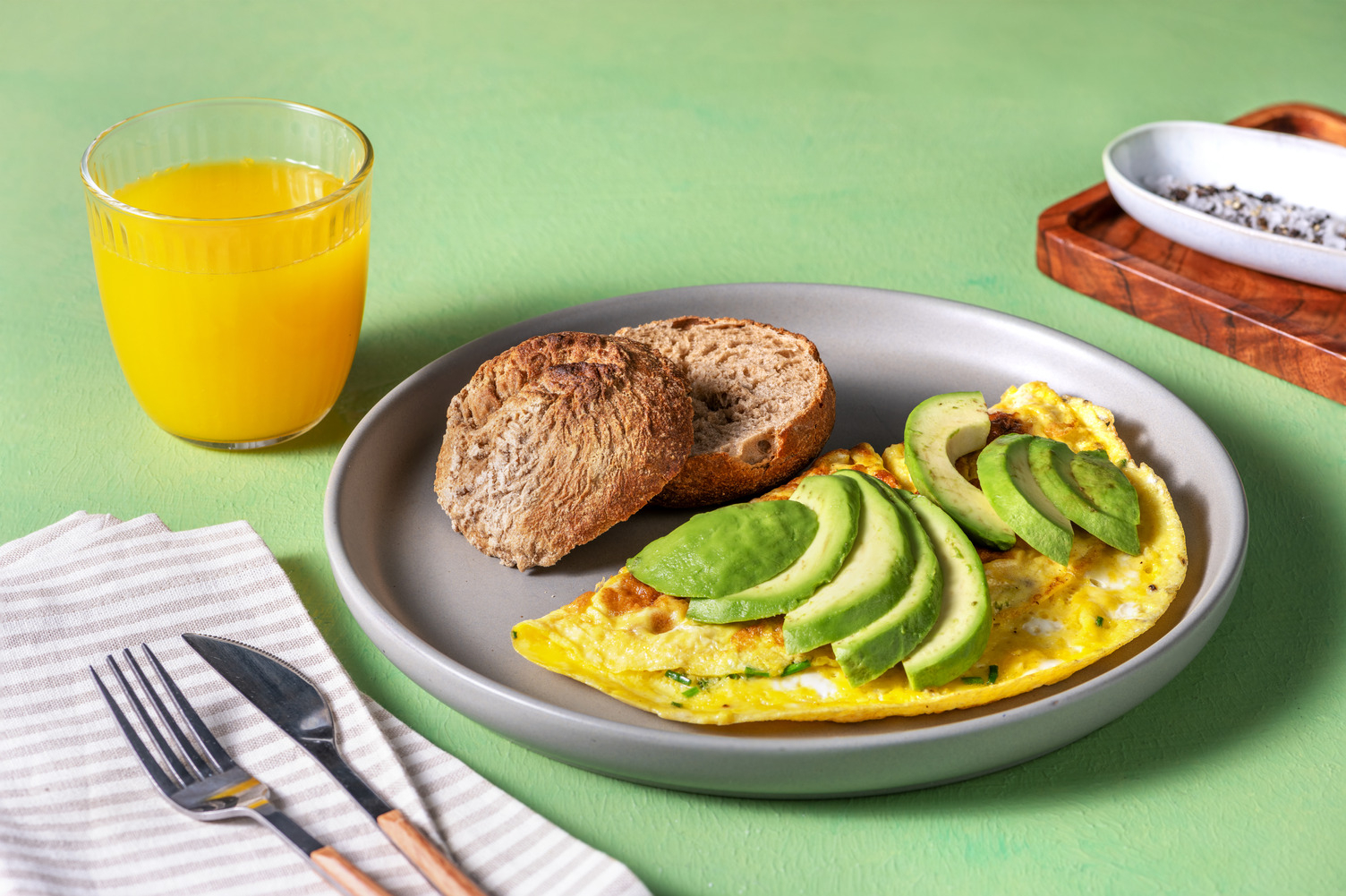 Omelette et avocat