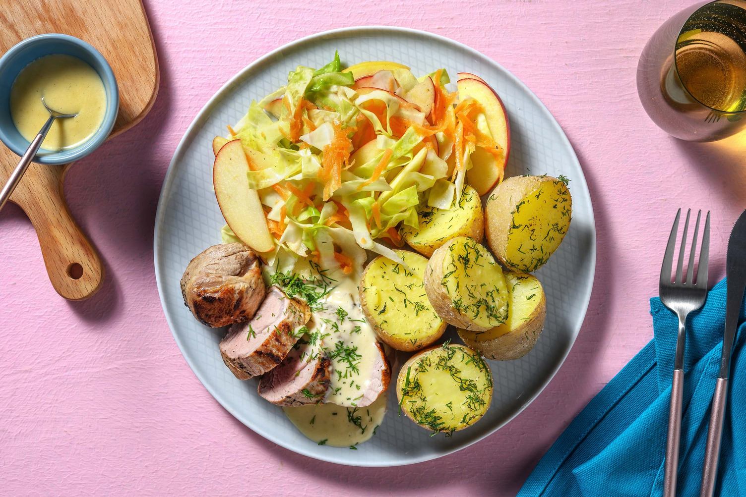 Svinefilet i honning- og sennepssaus