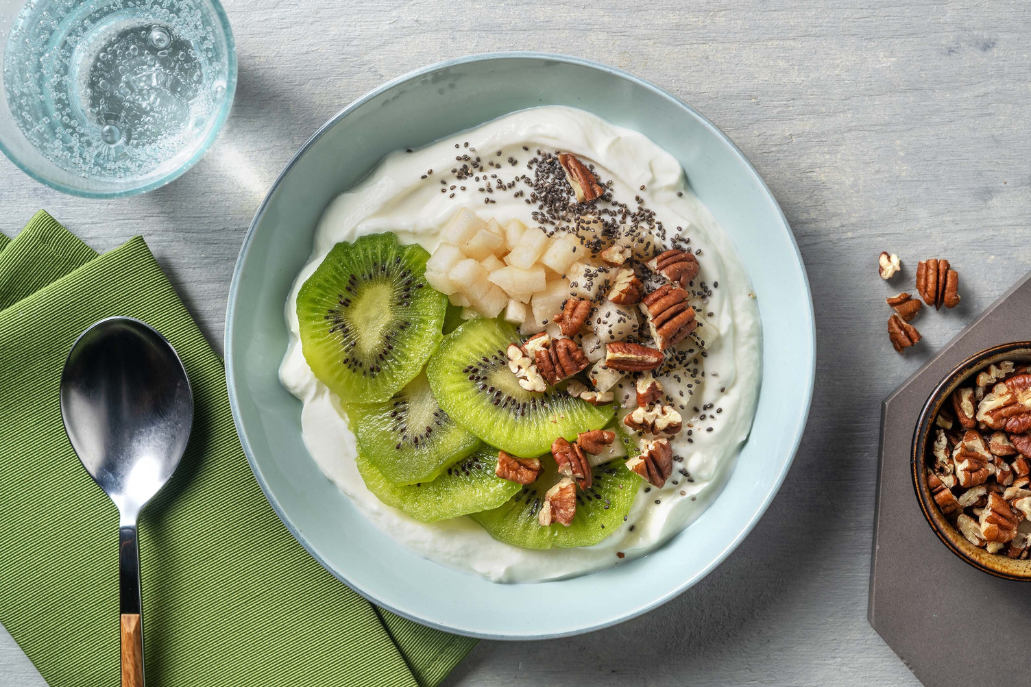 Fromage blanc au kiwi et à la poire