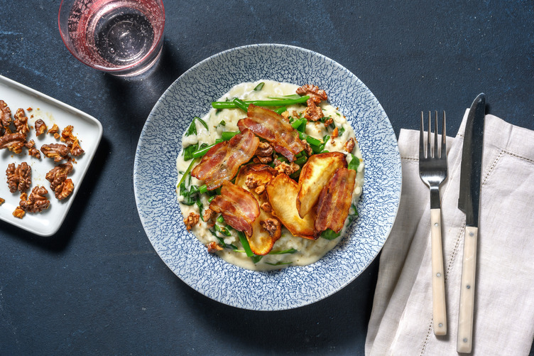 Ziegenkäse-Risotto mit extra Bacon