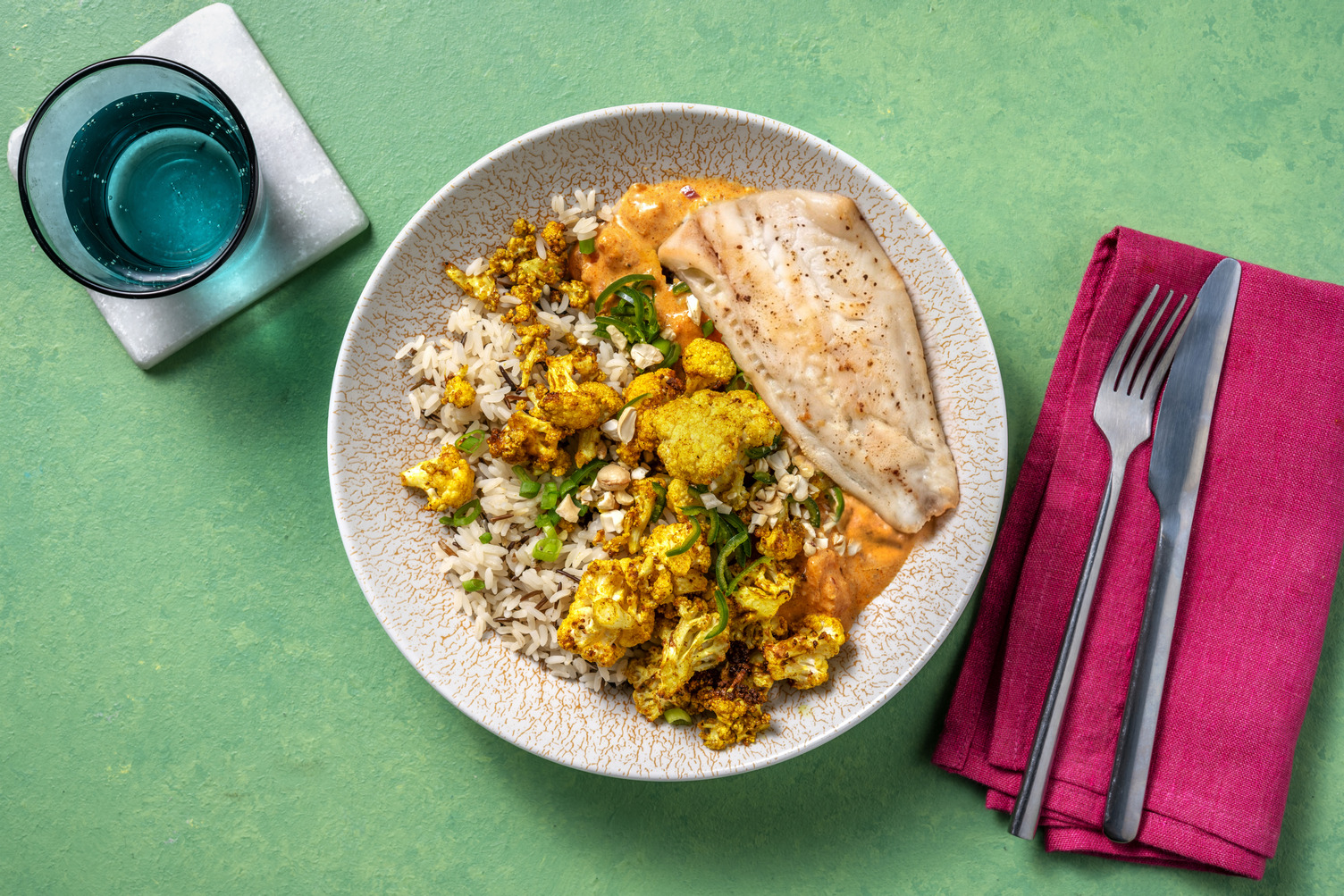 Tandoori-Blumenkohl mit Pangasius