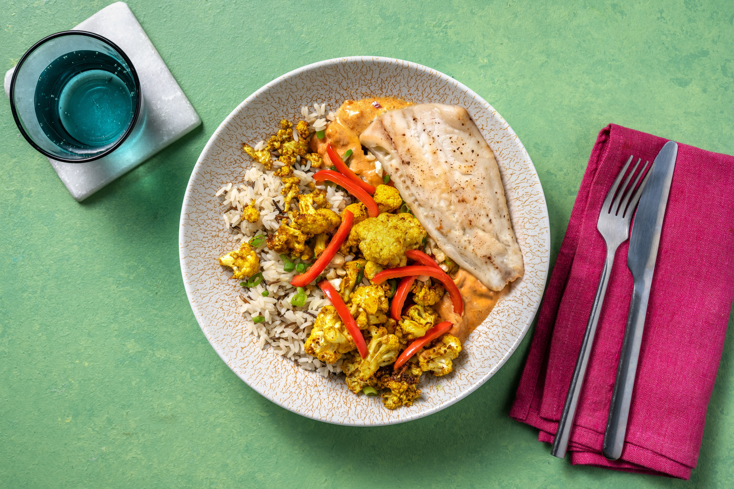 Tandoori-Blumenkohl mit Pangasius