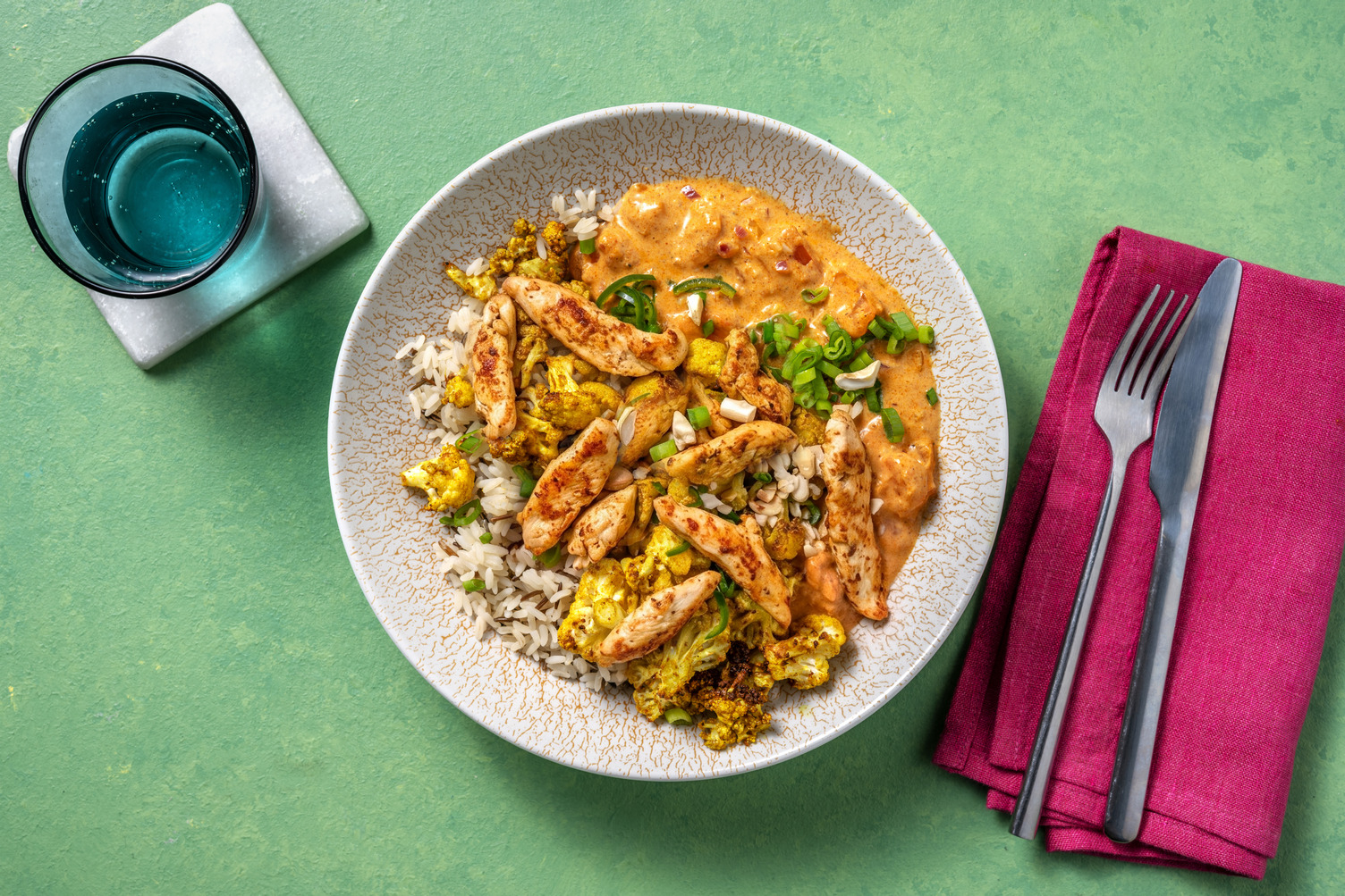 Tandoori-Blumenkohl mit extra Hähnchen