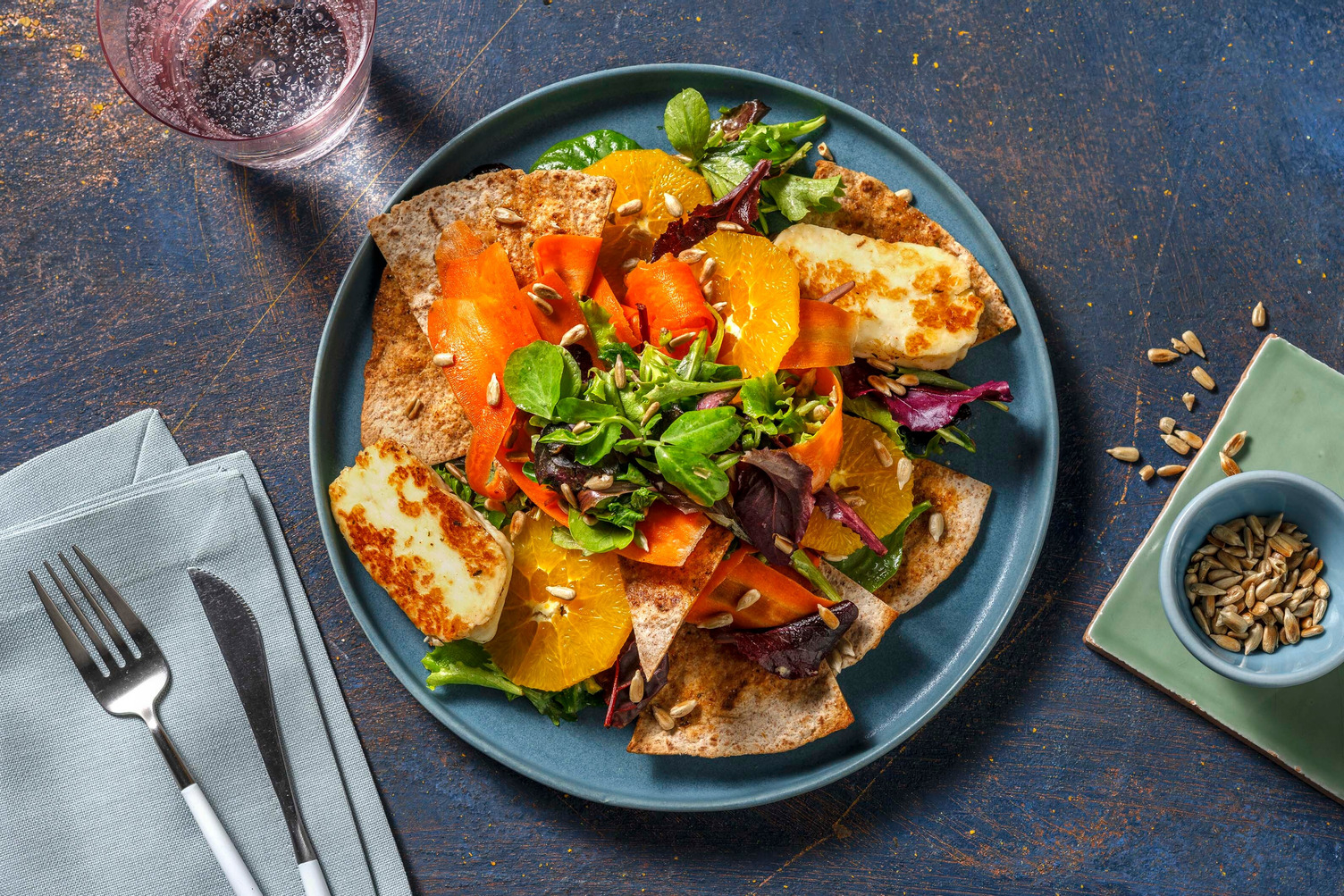 Insalata di Halloumi, arance e carote