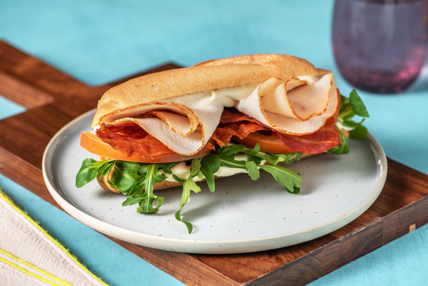 Baguette BLT et filet de dinde