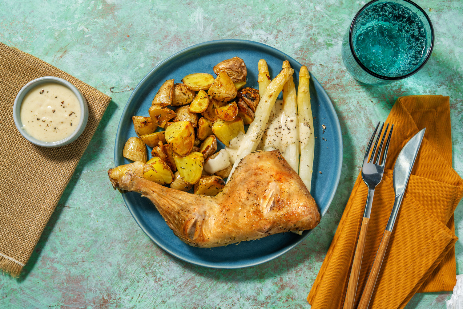 Poulet, asperges & mayonnaise à l'estragon
