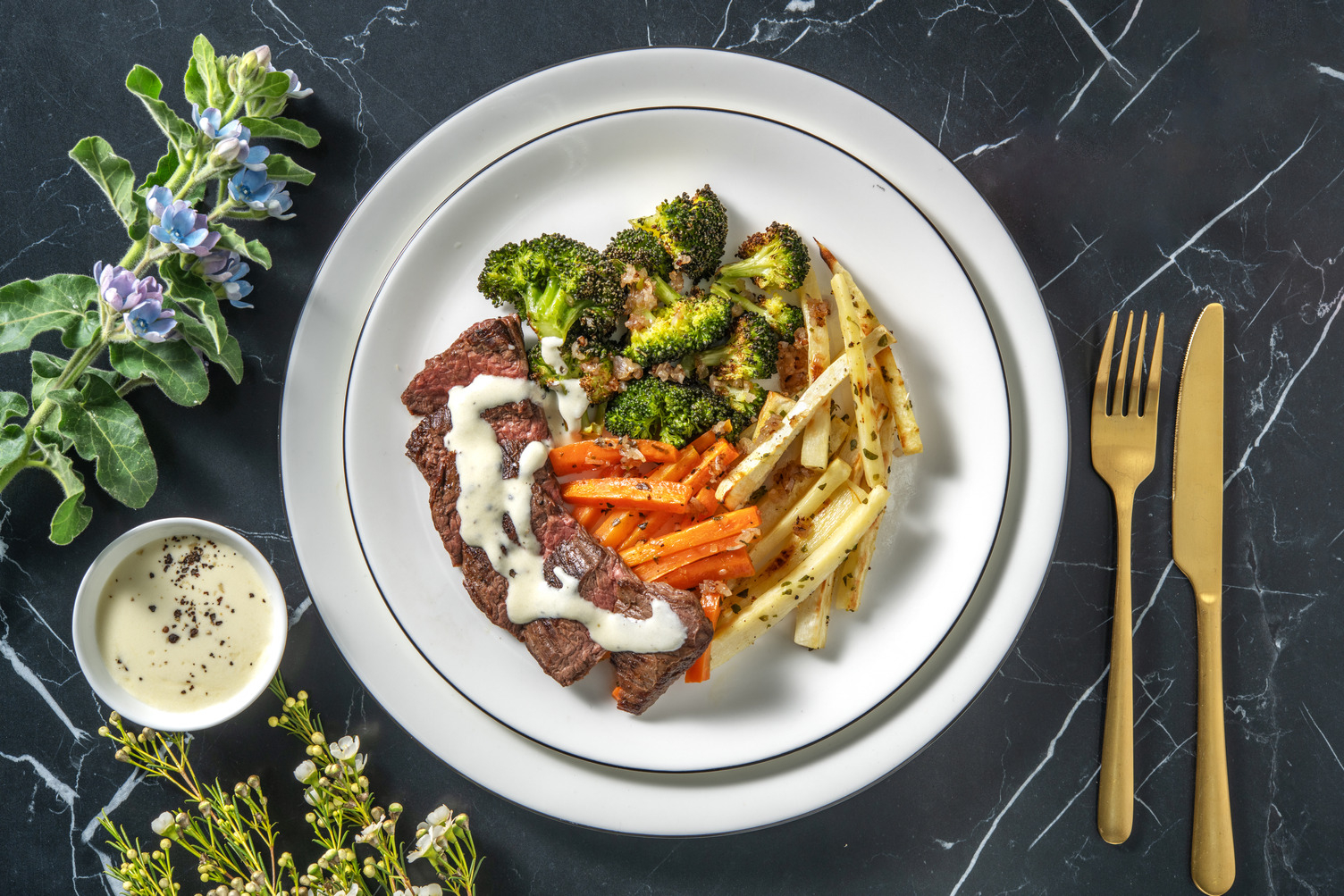 Bavette & sauce à la tomme