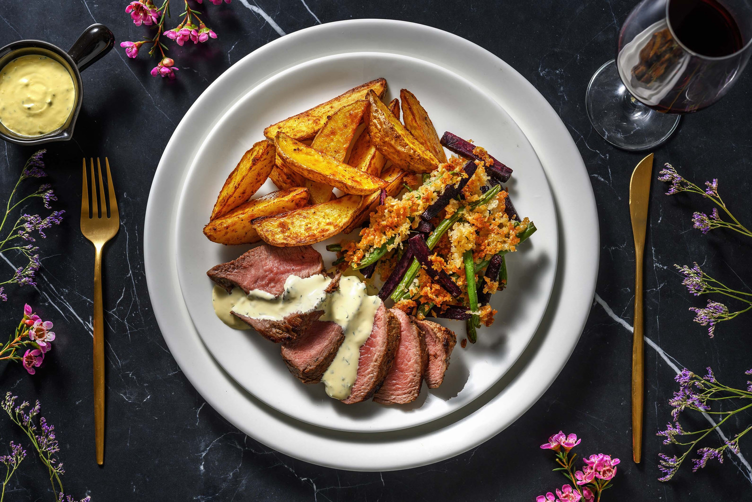 Pandestegt steak og bearnaisesauce