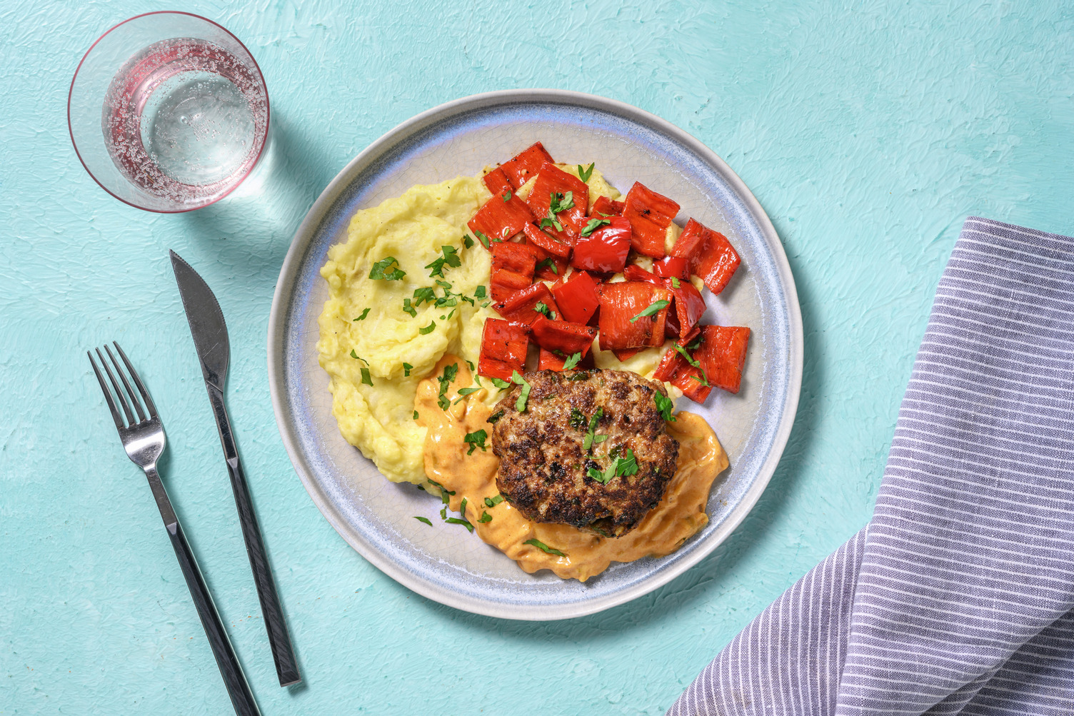 Boulette mit Blumenkohl-Stampf & doppelt Hack