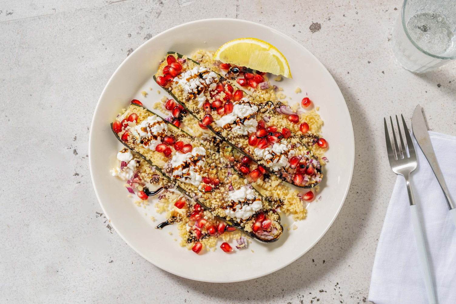 Courgette farcie et crème de fromage grec