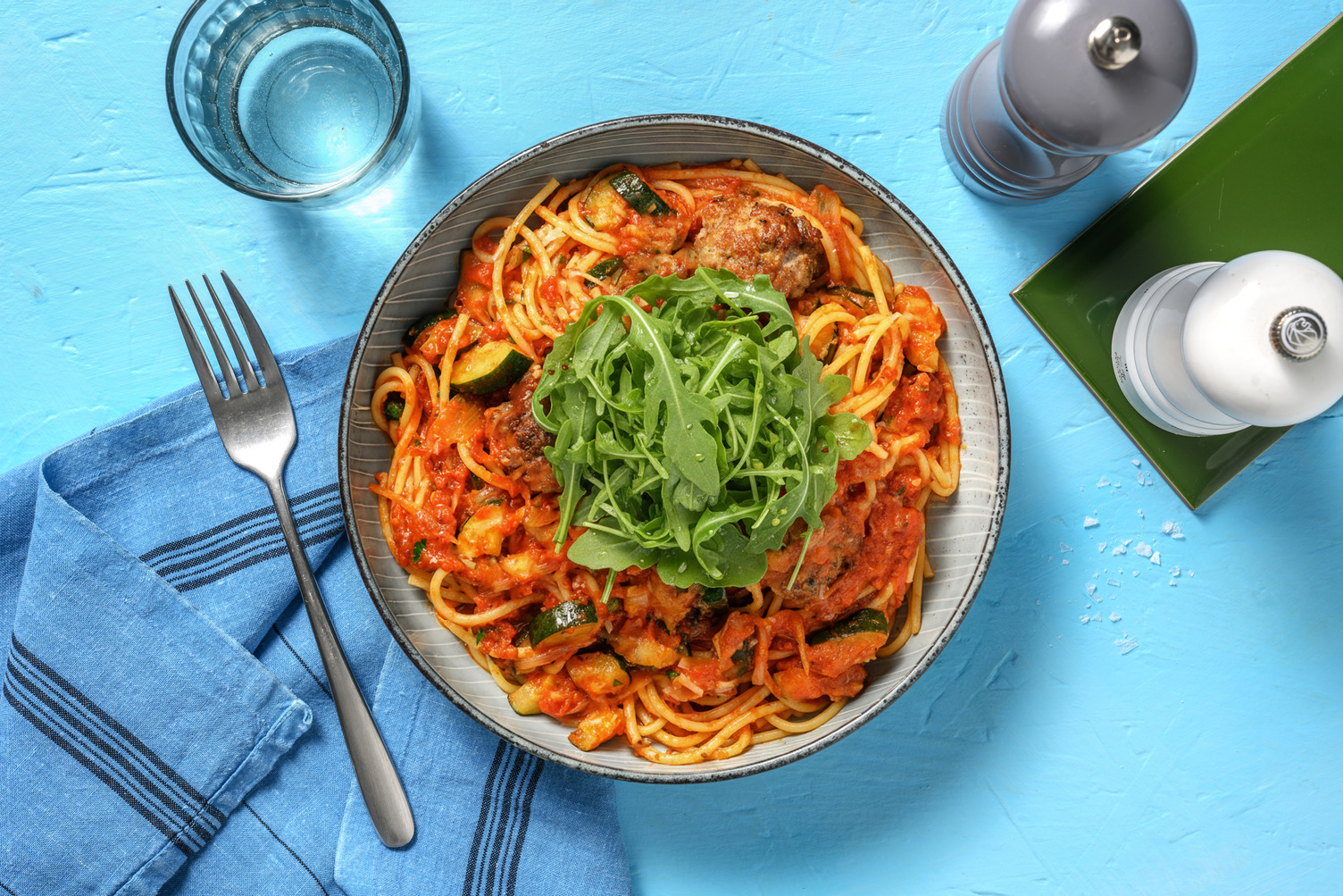 Herby Beef Meatball Spaghetti