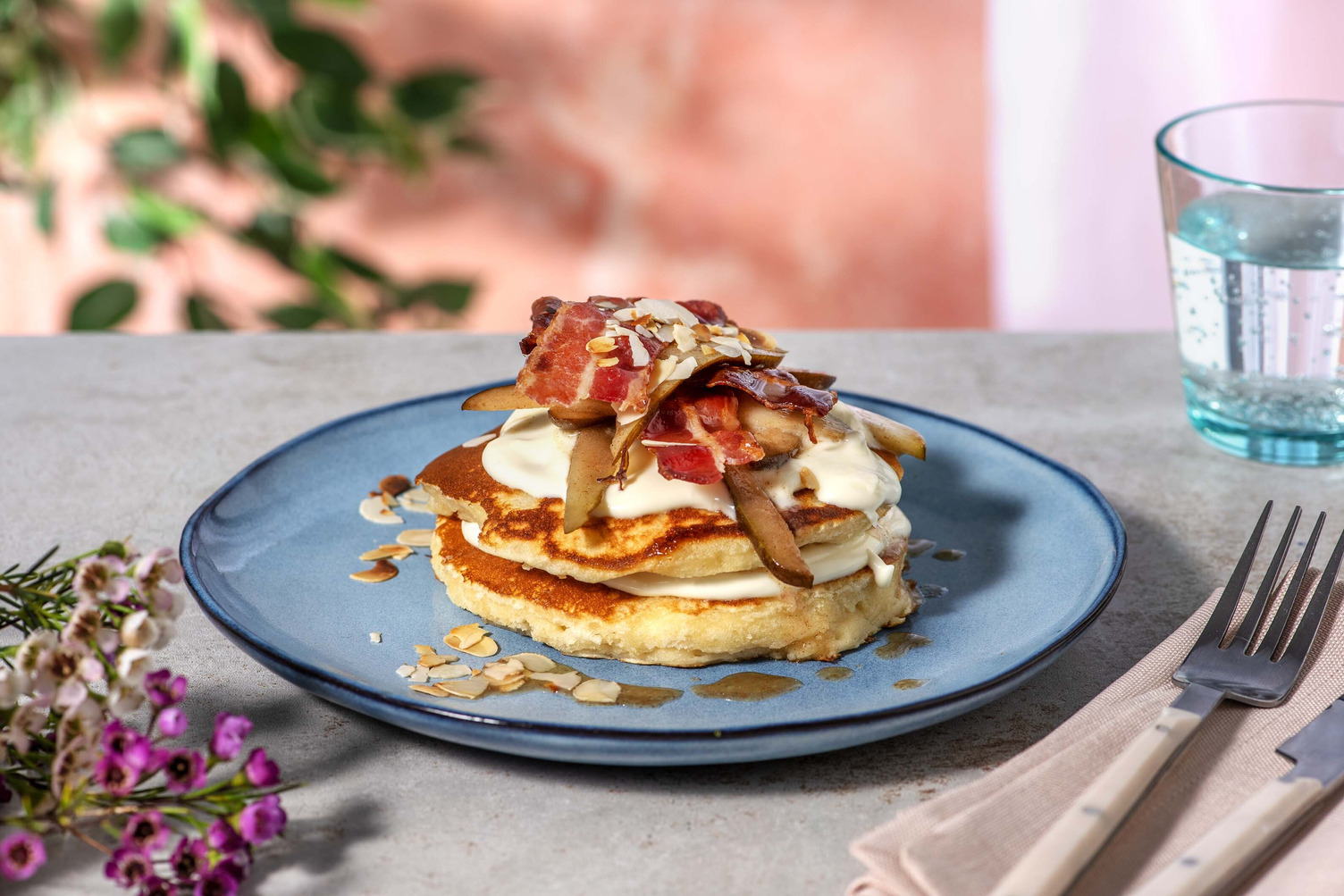 Buttery Honey and Cinnamon Pear Pancakes