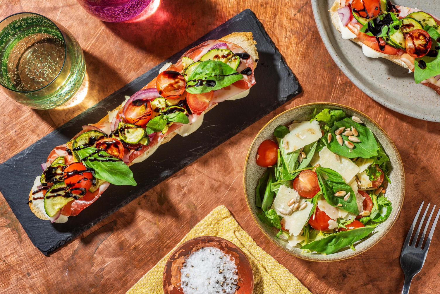 Bruschetta coppa, courgette & mozzarella