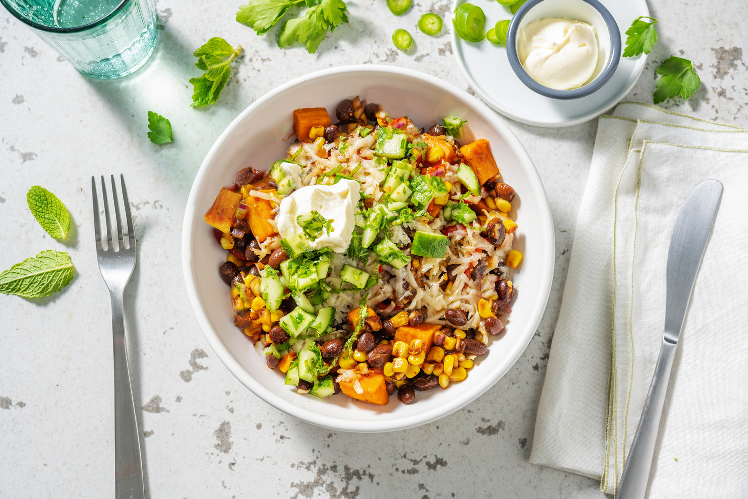 Tex-Mex ovenschotel met zoete aardappel