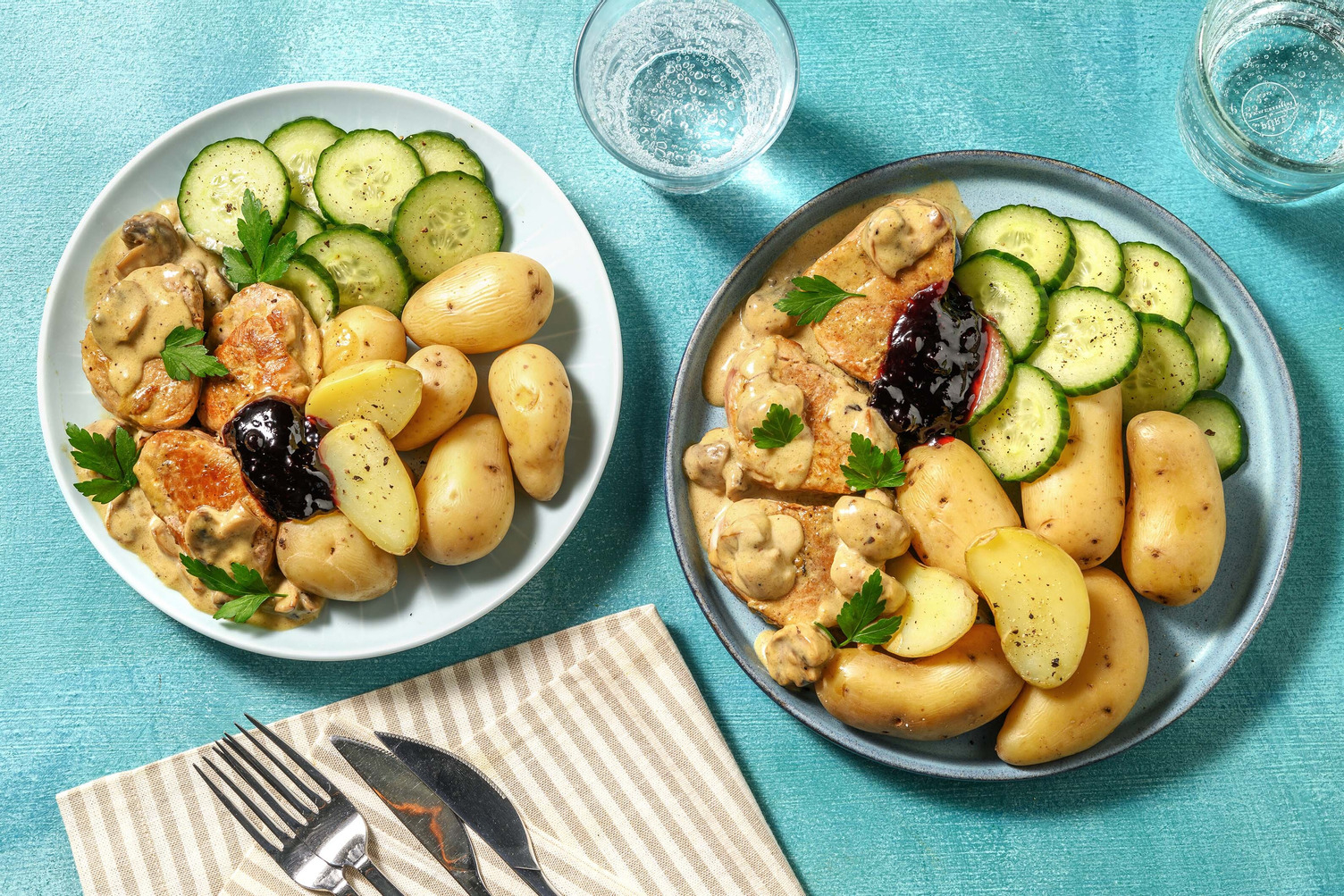 Svinekjøtt i kremet soppsaus