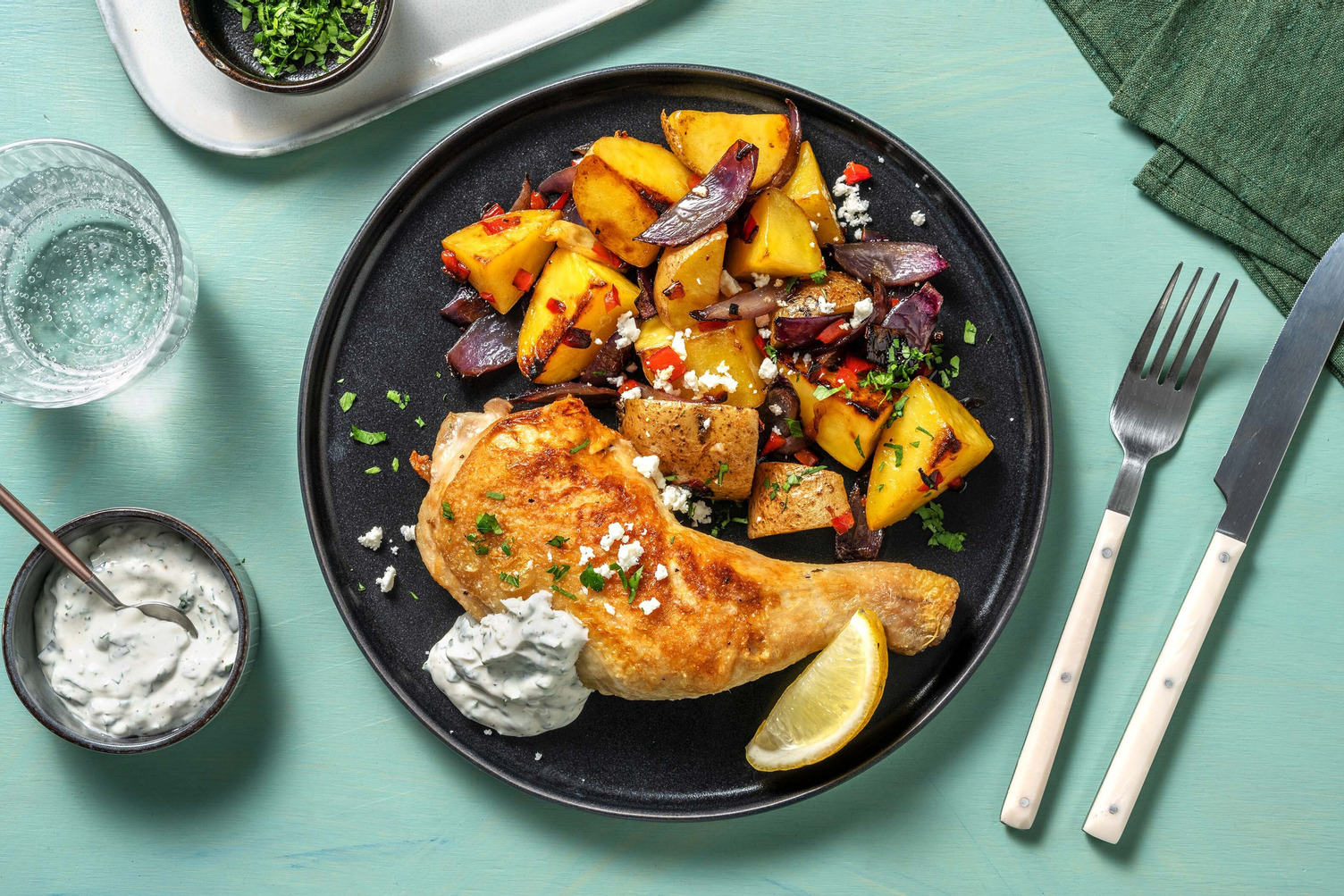 Cuisse de poulet rôtie à la grecque