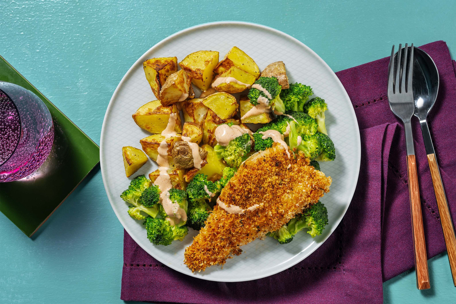 Cajun Crumbed Salmon and Paprika Potatoes
