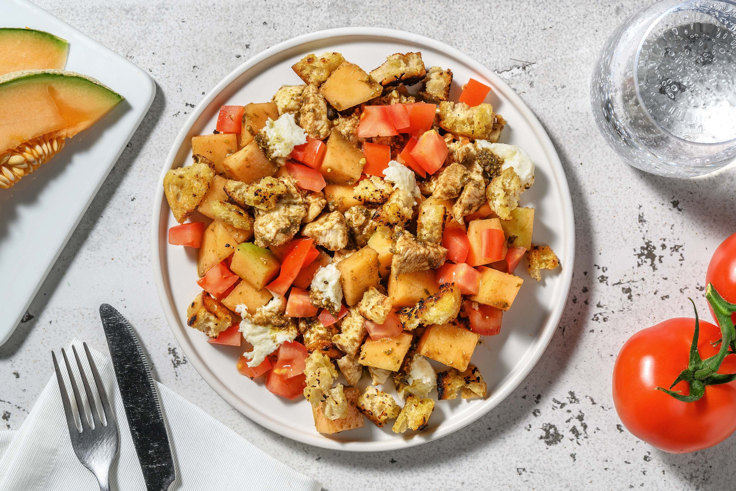 Salade de melon au poulet & fior di latte