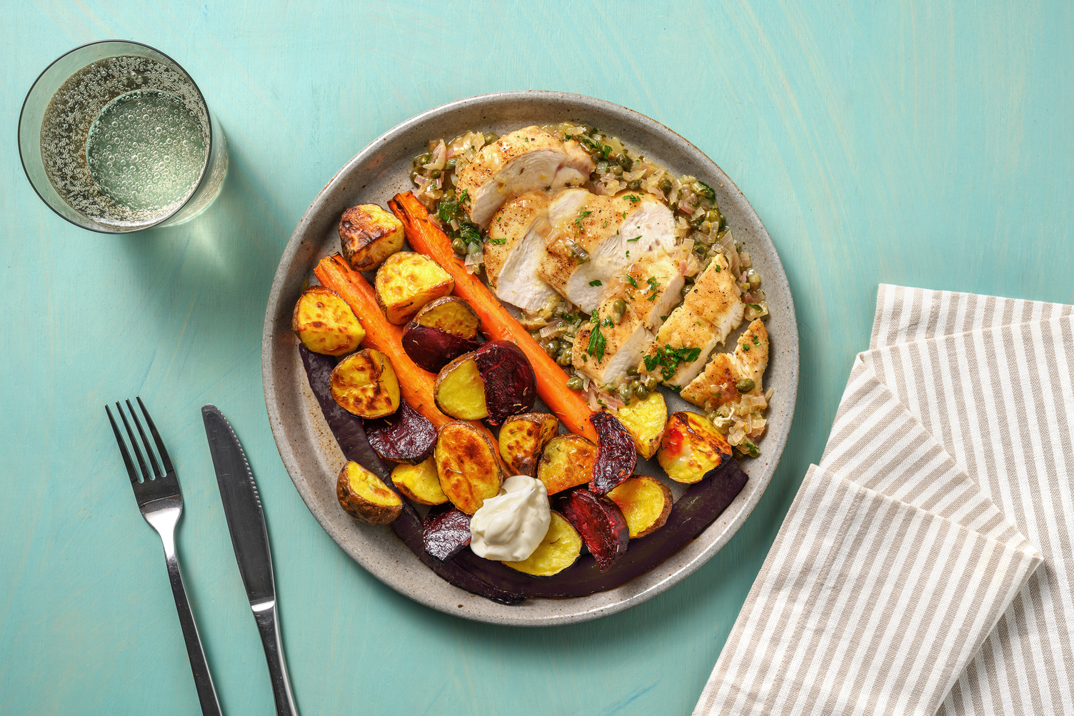 Poulet piccata et grenailles au four