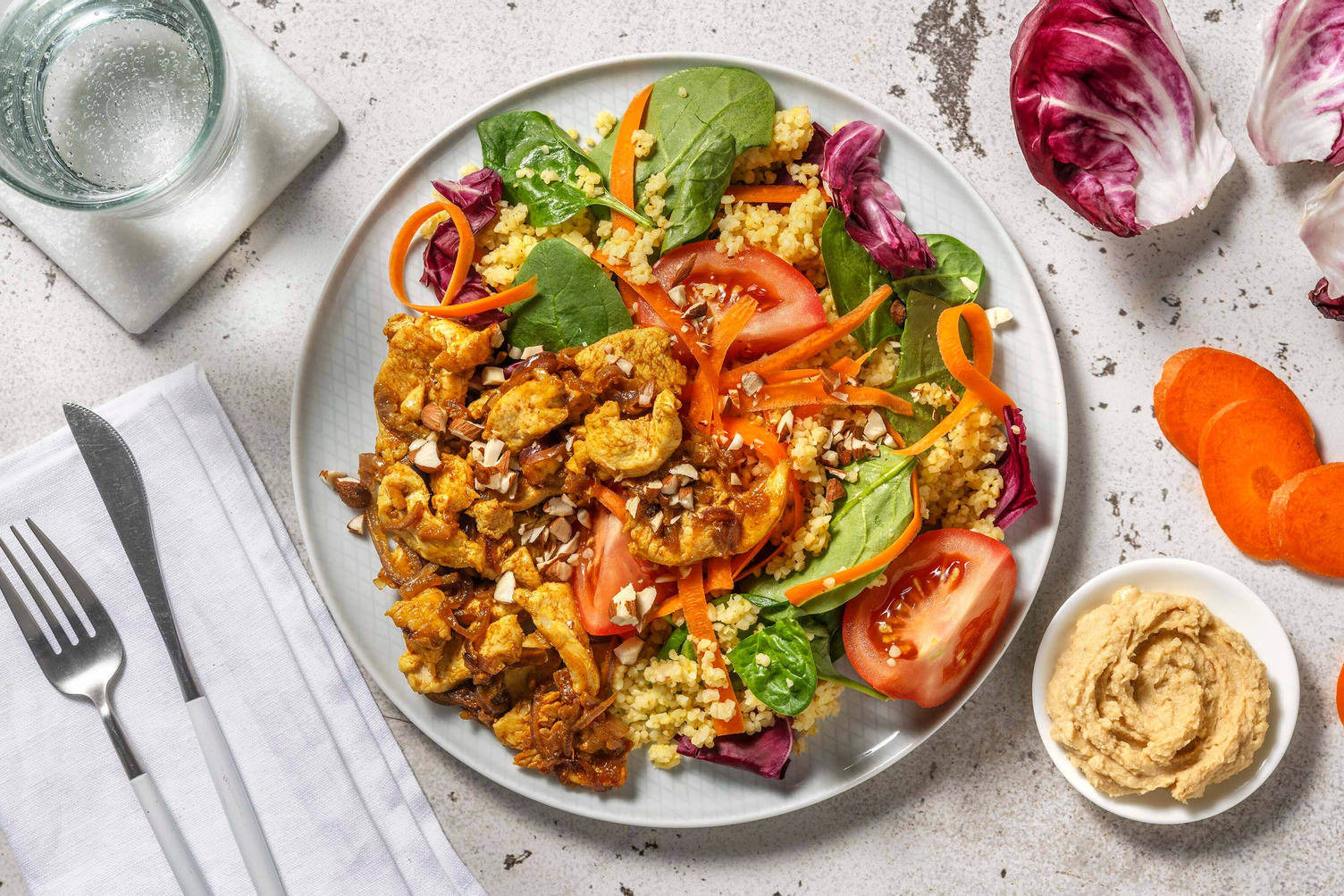 Poulet à l'orientale & houmous