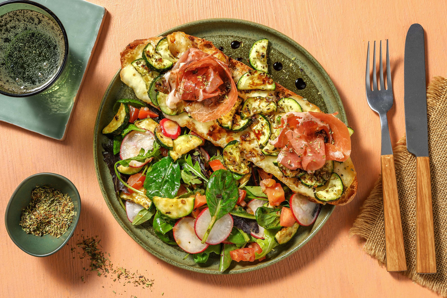 Bruschetta fior di latte & jambon sec