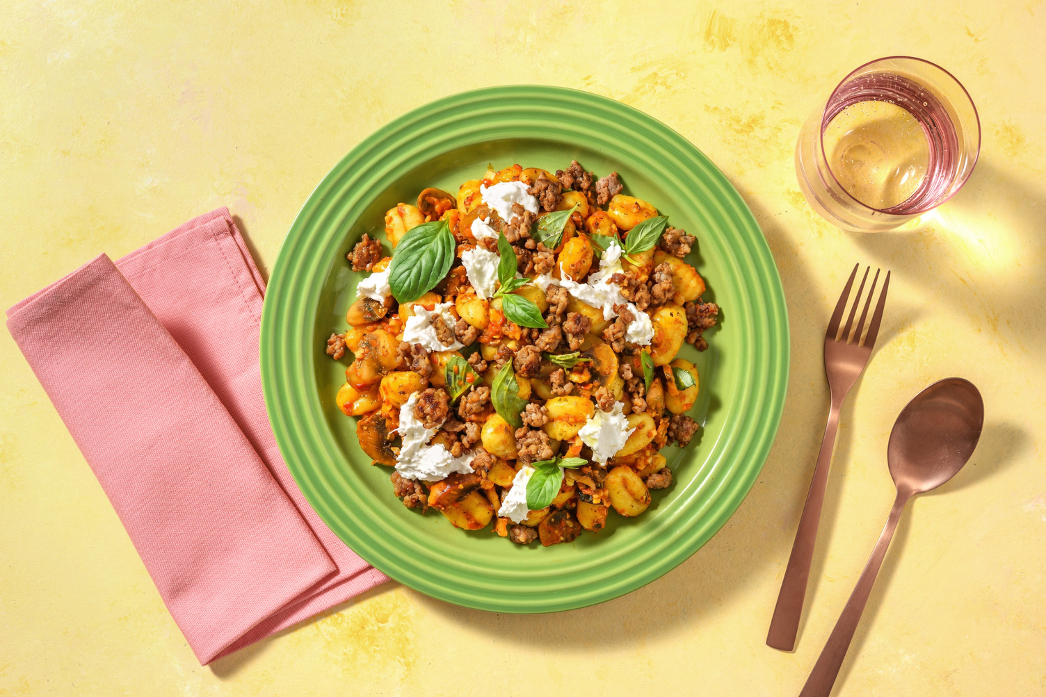 Gnocchi al funghi mit Bio-Hackfleisch