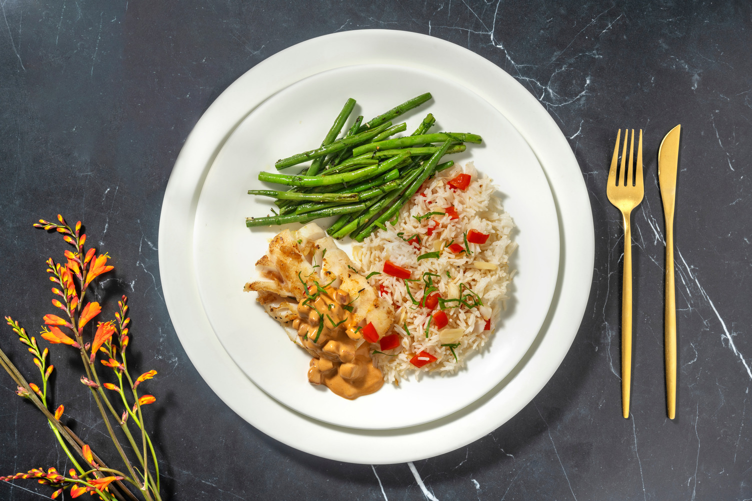 Lieu noir & crème de chorizo