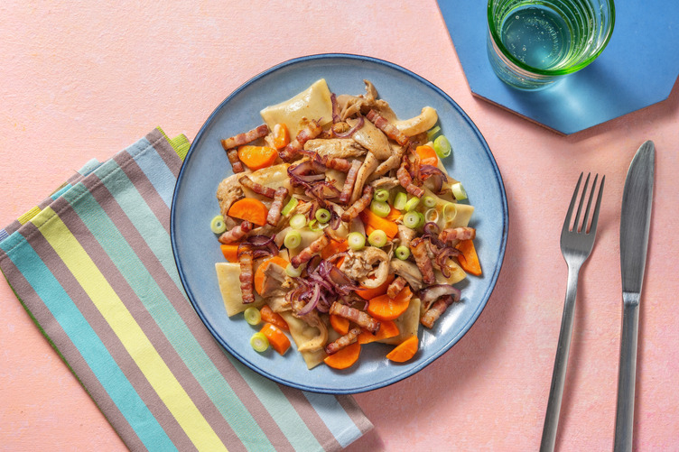 Maultaschen mit Austernpilzen & extra Bacon