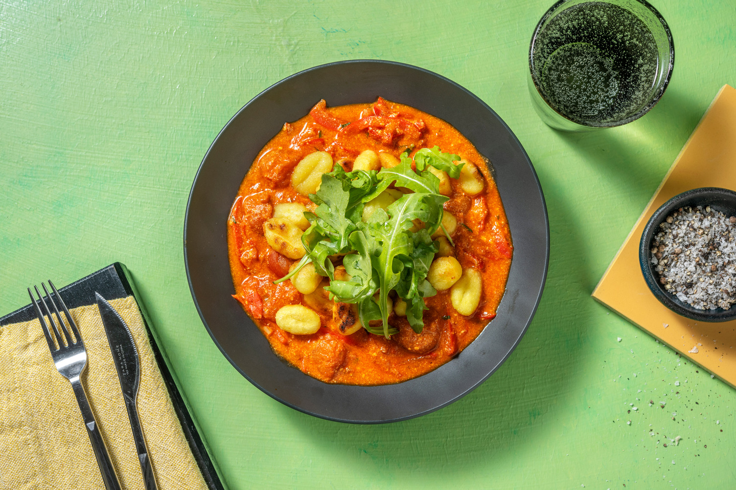 Gyldenstegt gnocchi i tomatsauce 