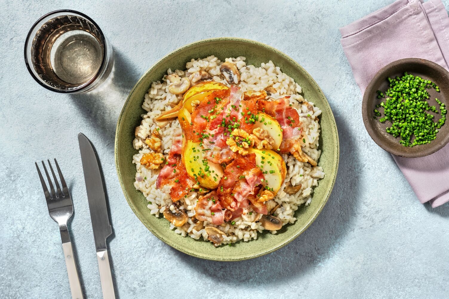 Cremiges Pilzrisotto mit doppelt Bacon