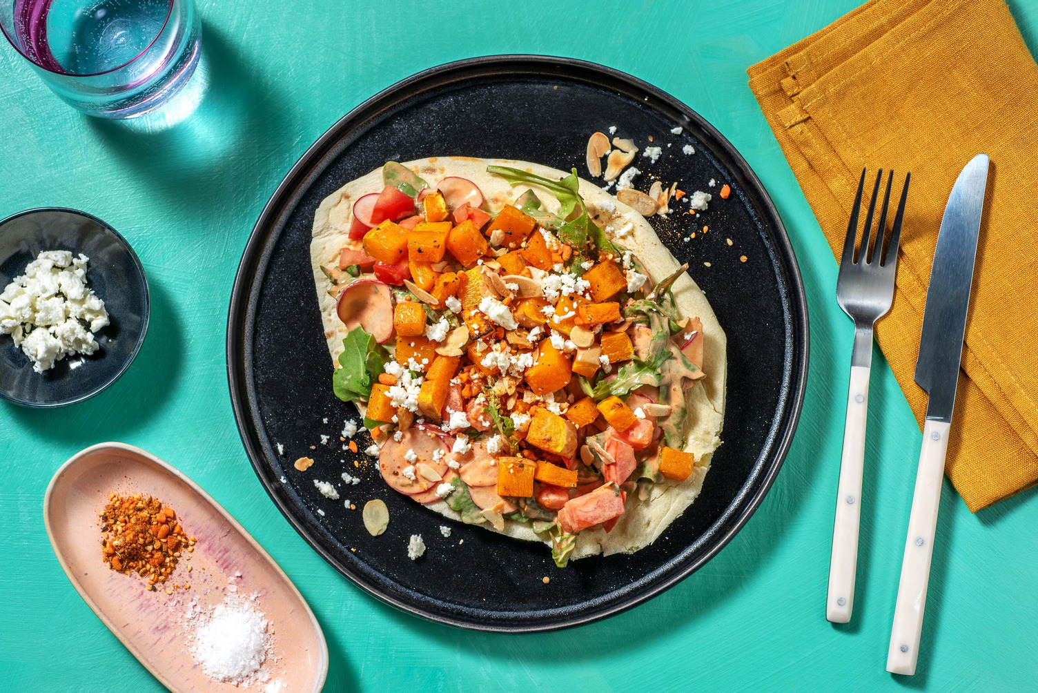 Loaded Butternut and Harissa Naan