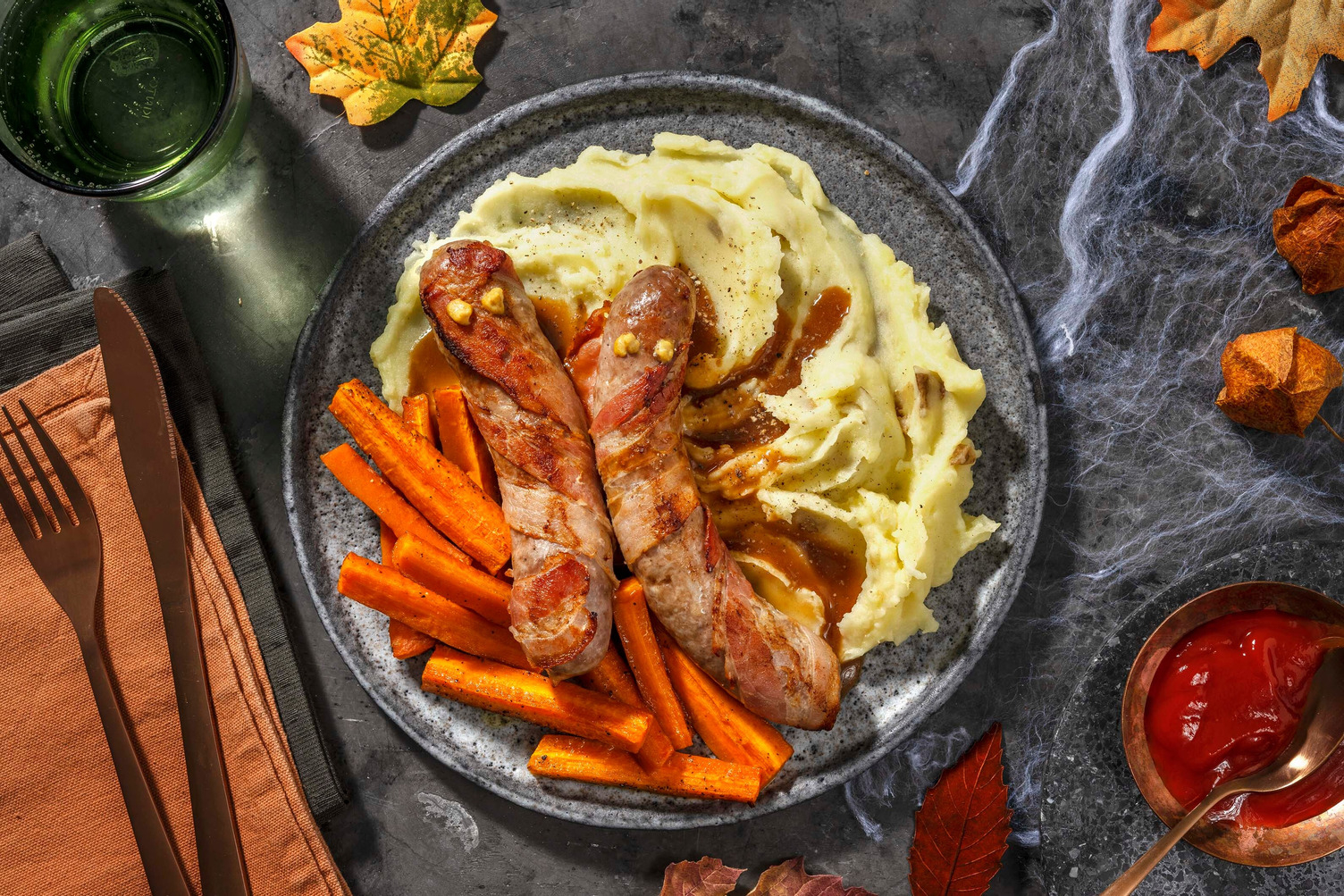 Spooky Bacon and Cumberland Sausage Mummies