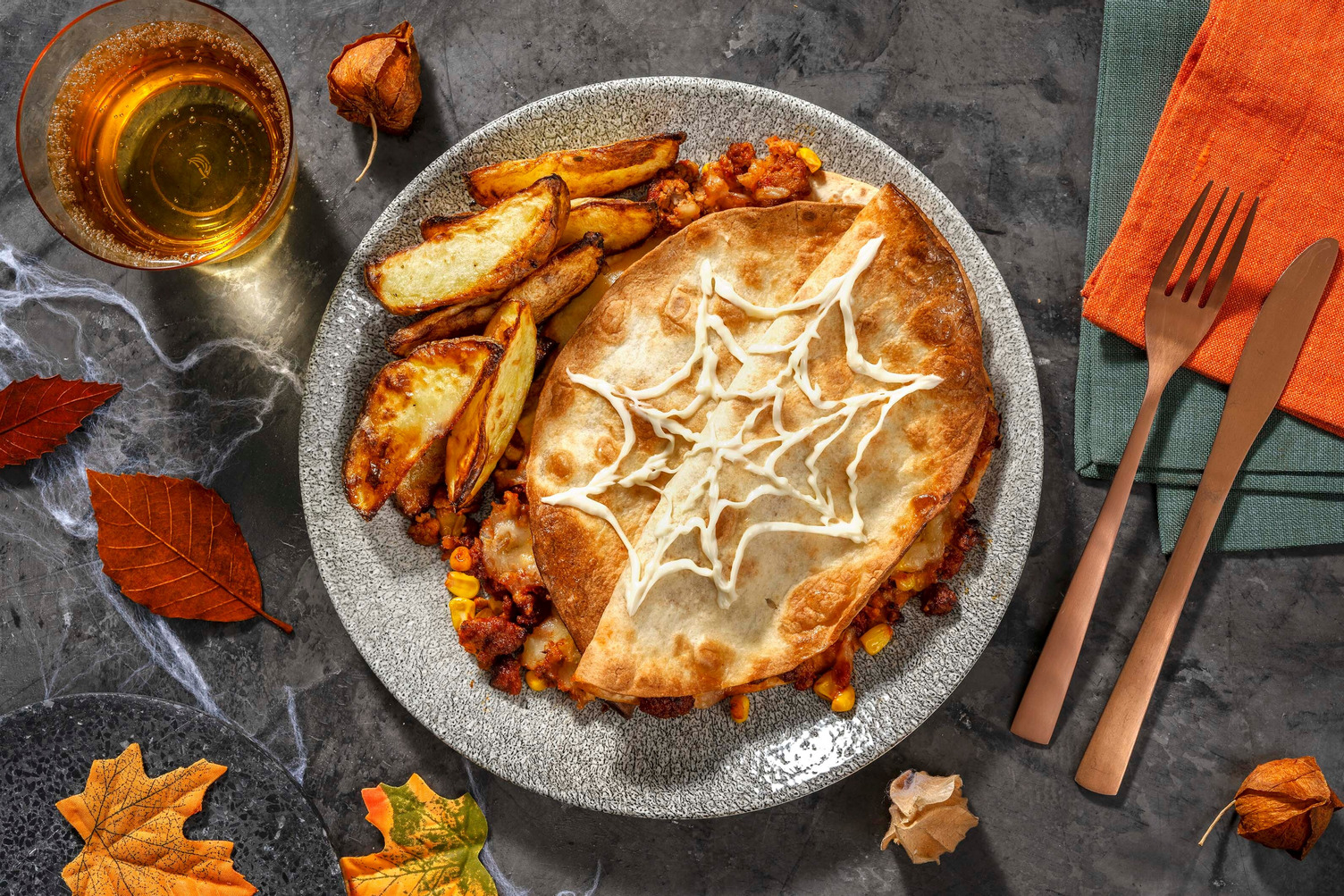 Spider Web Quesadillas and Wedges