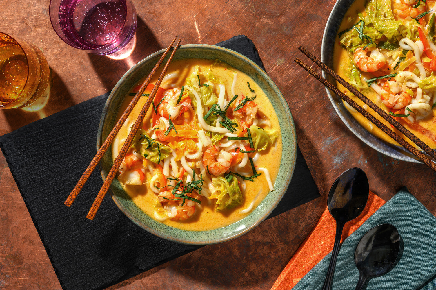 Singapore-stijl Laksa met garnalen