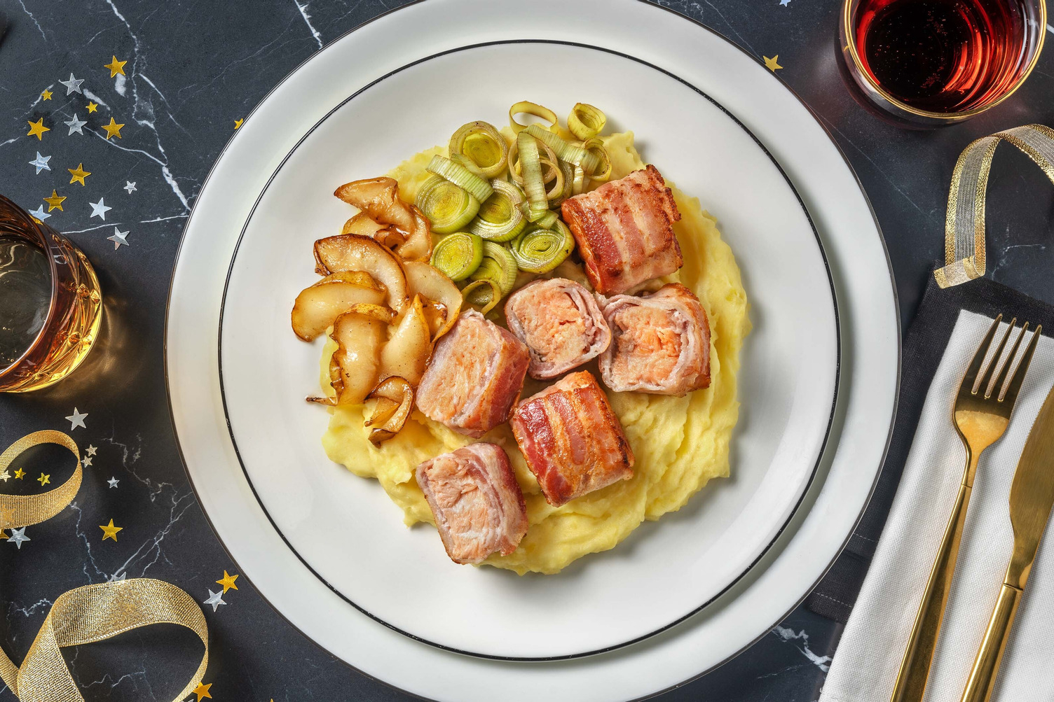 Rollè  di salmone e pancetta croccante