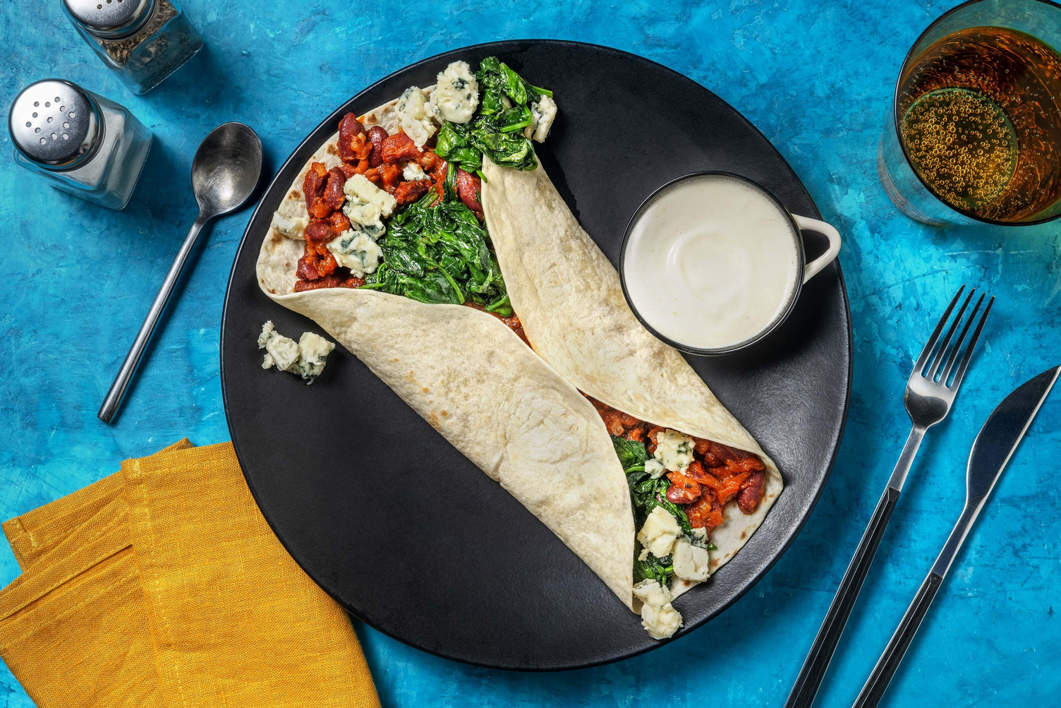 Tortillas integrali con fagioli e gorgonzola