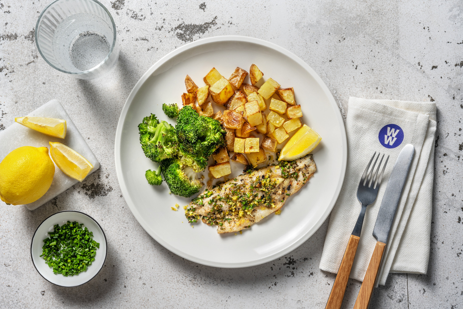 Sea Bass in Lemon, Garlic and Chive Butter