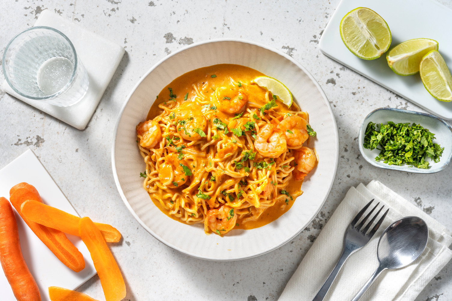 Laksa aux crevettes & curry jaune