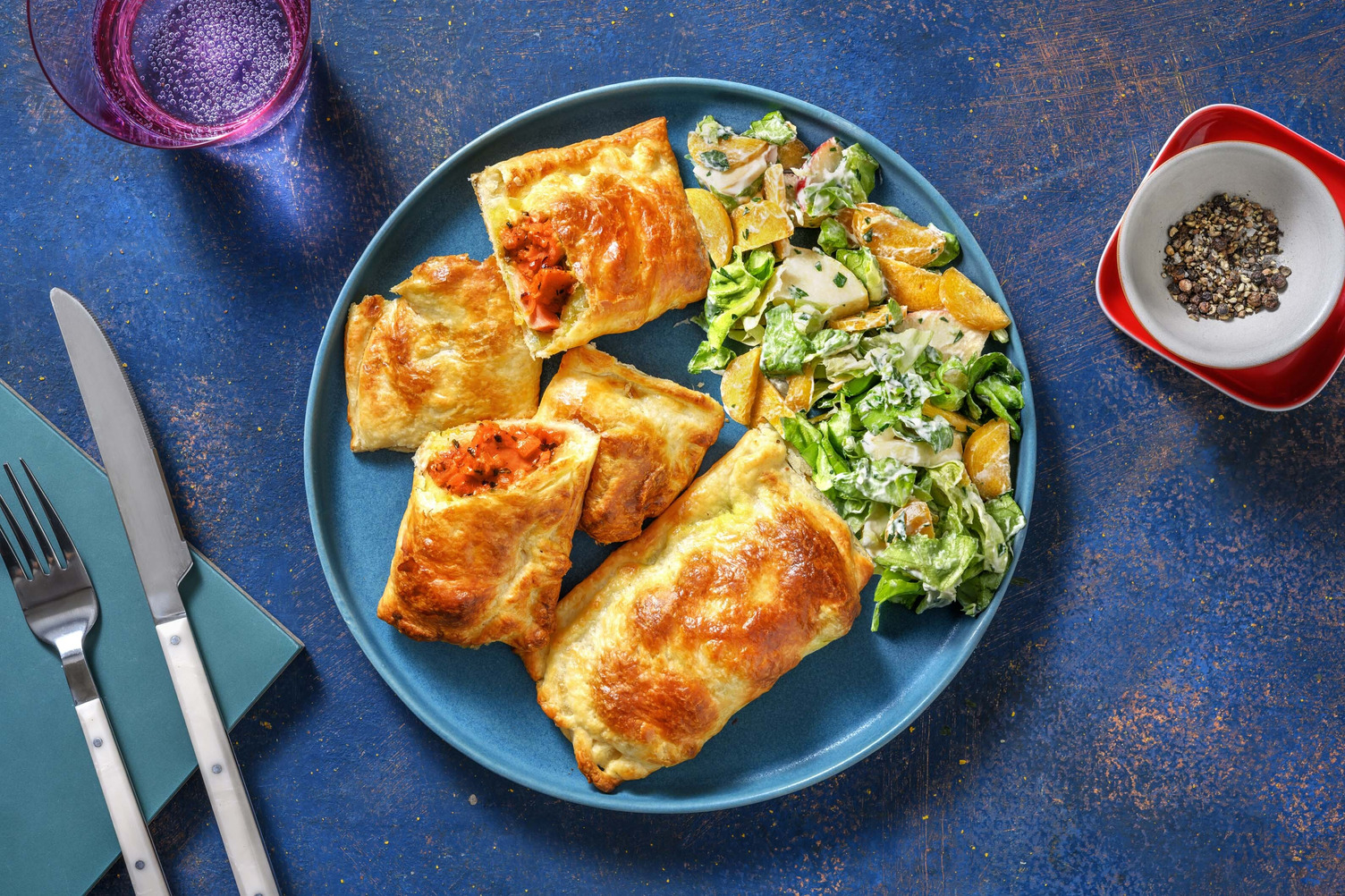 Veggie kipstukjes in bladerdeeg met knapperige appelsalade