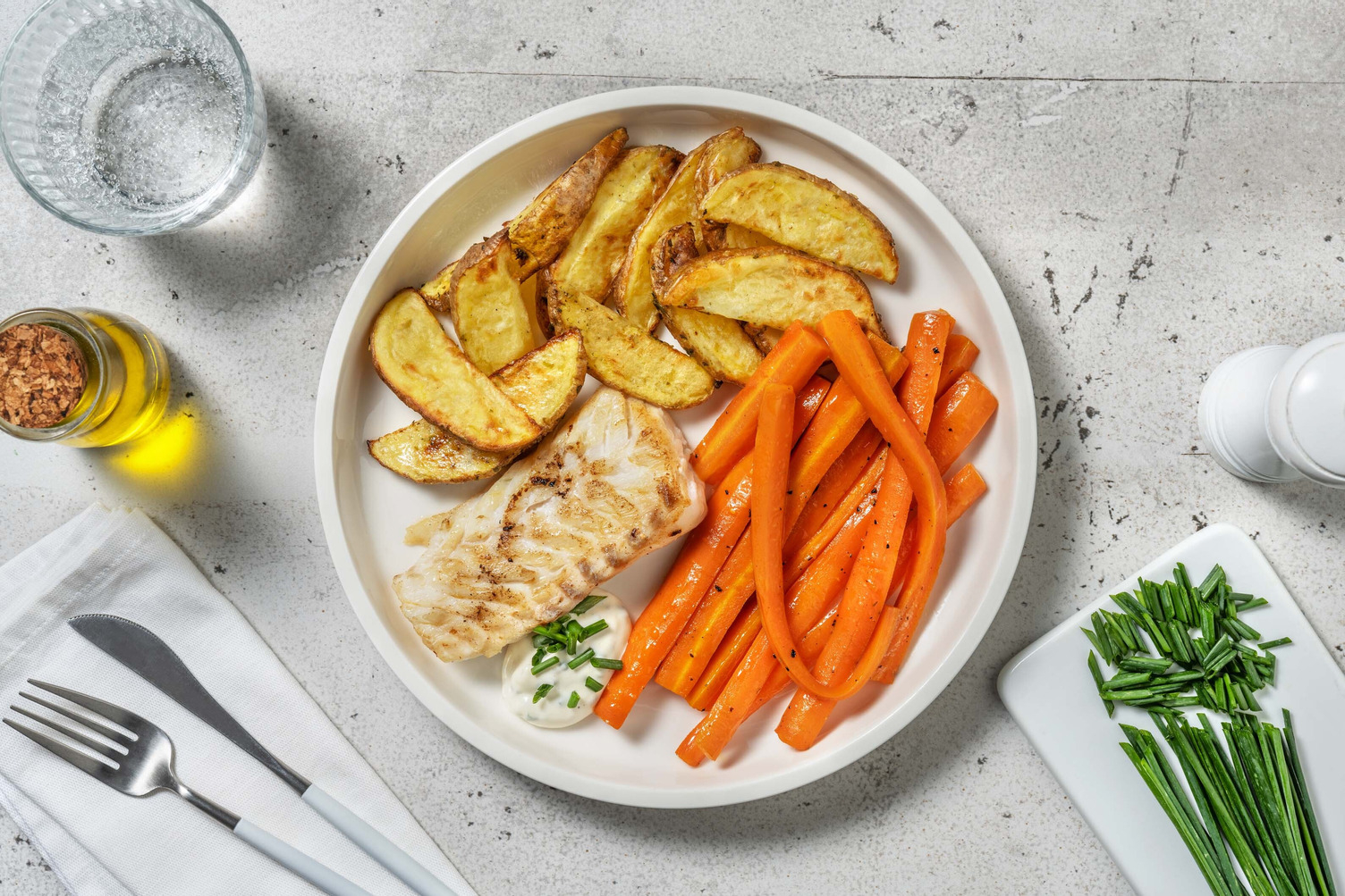 Schelvis met bieslooksaus