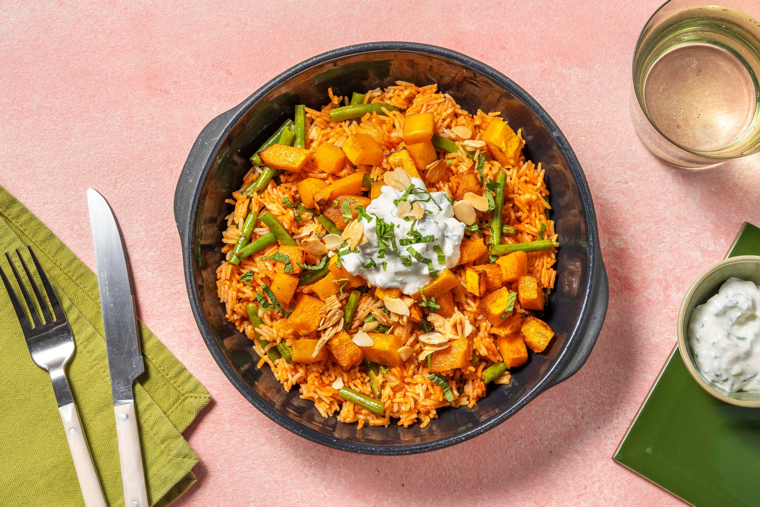 Harissa Veg Pilaf and Mint Yoghurt