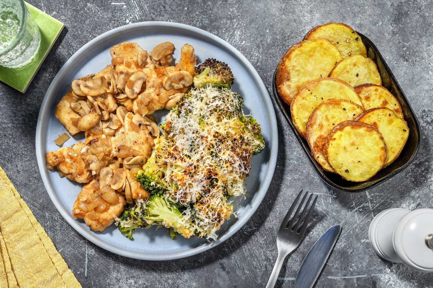 Scaloppine di pollo ai funghi e mirin